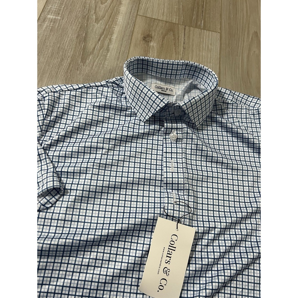 Collars and Co  Collar Polo Geometric Pattern Size M Checked